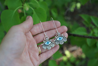 Third Eye Earrings- Inlayed Mother of Pearl