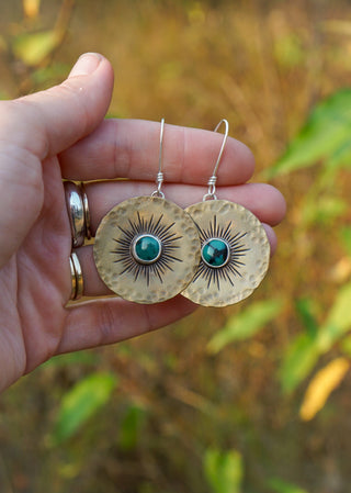 Guiding Star Earrings- Brass + Turquoise