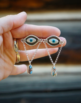 Teary Eyed Post Earrings- Inlayed Mother of Pearl