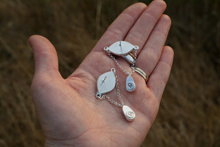 Teary Eyed Post Earrings- Inlayed Mother of Pearl