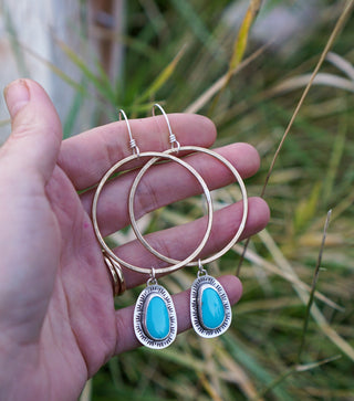 Plain Jane Hoops- Sonoran Gem Turquoise