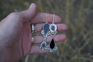 Old World Earrings- Black Onyx and Variscite