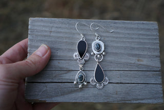 Old World Earrings- Black Onyx and Variscite