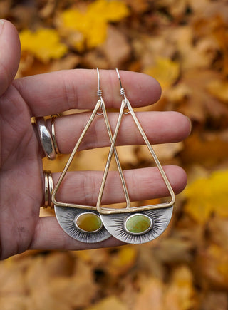 Dawn Earrings- Turquoise, Silver and Brass