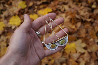 Dawn Earrings- Turquoise, Silver and Brass