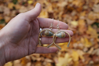 Plain Luck Earrings- Jasper, Silver and Brass