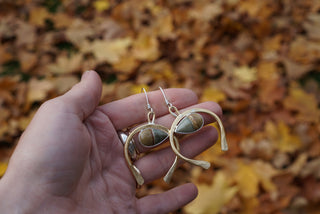 Plain Luck Earrings- Jasper, Silver and Brass