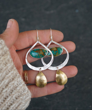 Two Tear Earrings- Turquoise