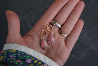 Little Minis Huggie Hoops- Pink Opal