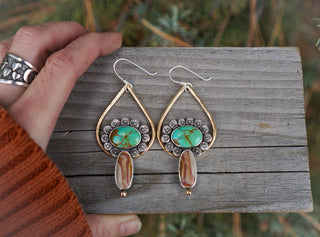 Flower Crown Earrings- Turquoise + MT Wonderstone