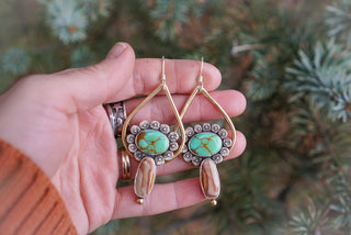 Flower Crown Earrings- Turquoise + MT Wonderstone