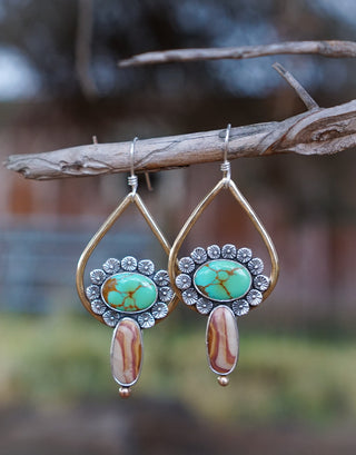 Flower Crown Earrings- Turquoise + MT Wonderstone