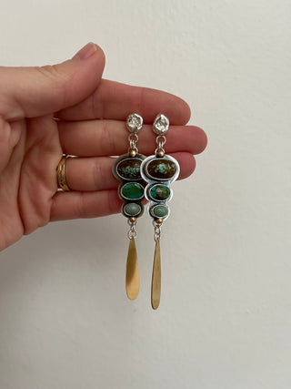 Stacked Post Earrings- Turquoise