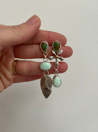 In Bloom Asymmetrical Post Earrings- Turquoise & Variscite