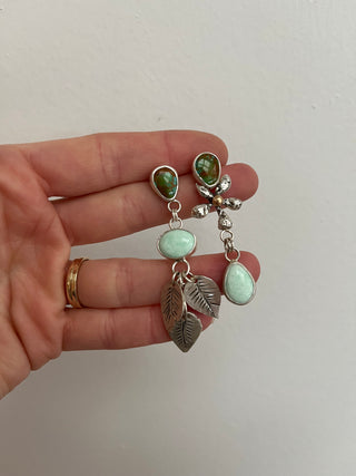 In Bloom Asymmetrical Post Earrings- Turquoise & Variscite
