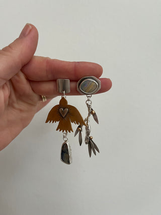 Peace Asymmetrical Post Earrings- Boulder Opal