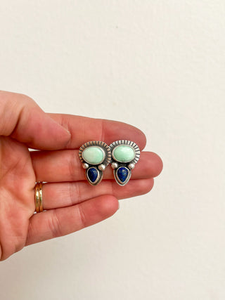 Desert Bloom Posts- Paloma Variscite + Lapis Lazuli