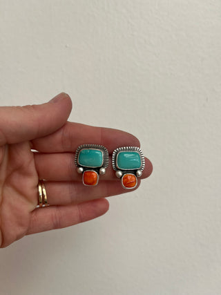 Desert Bloom Posts- Turquoise + Spiny Oyster Shell