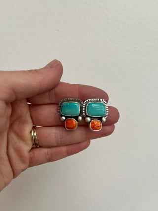 Desert Bloom Posts- Turquoise + Spiny Oyster Shell