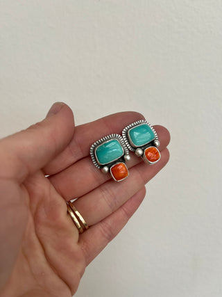 Desert Bloom Posts- Turquoise + Spiny Oyster Shell