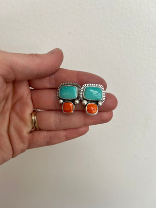 Desert Bloom Posts- Turquoise + Spiny Oyster Shell