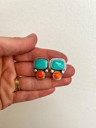 Desert Bloom Posts- Turquoise + Spiny Oyster Shell