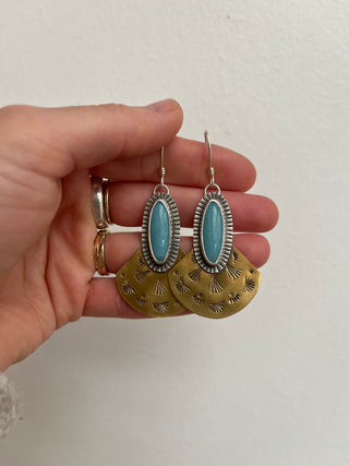 Spanish Fan Earrings- Amazonite