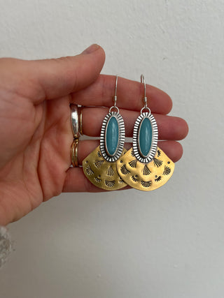 Spanish Fan Earrings- Amazonite