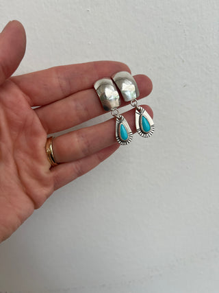 Dome Post Earrings- Turquoise
