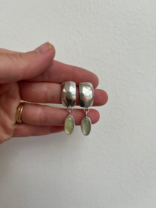 Dome Post Earrings- Prehnite