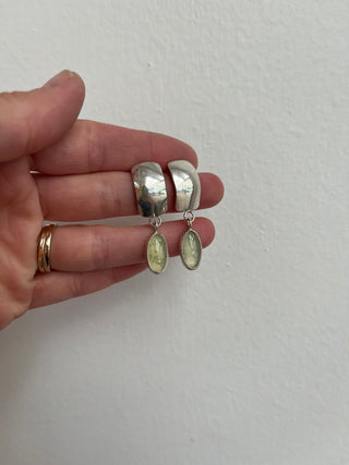 Dome Post Earrings- Prehnite