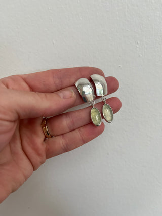 Dome Post Earrings- Prehnite