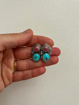 Flora Posts- Lavender Turquoise + Rhodochrosite
