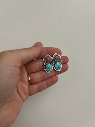 Flora Posts- Lavender Turquoise + Rhodochrosite
