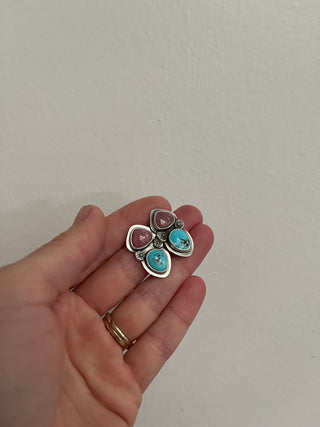 Flora Posts- Lavender Turquoise + Rhodochrosite