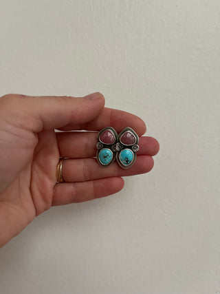 Flora Posts- Lavender Turquoise + Rhodochrosite