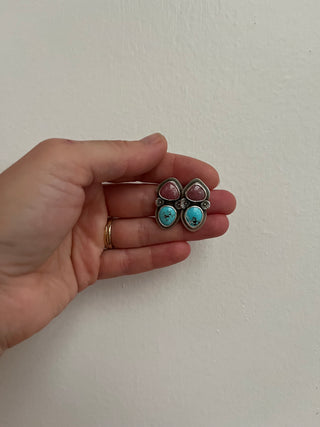 Flora Posts- Lavender Turquoise + Rhodochrosite