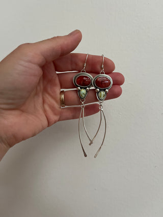 Sprite Earrings- Spiny Oyster Shell + Palomino Variscite