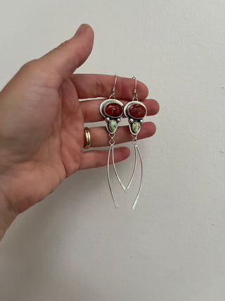 Sprite Earrings- Spiny Oyster Shell + Palomino Variscite