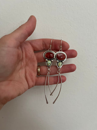 Sprite Earrings- Spiny Oyster Shell + Palomino Variscite