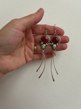 Sprite Earrings- Spiny Oyster Shell + Palomino Variscite
