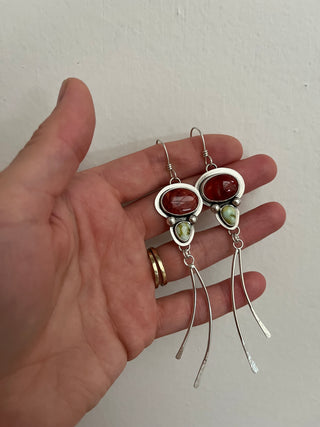 Sprite Earrings- Spiny Oyster Shell + Palomino Variscite