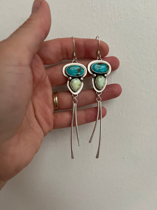 Sprite Earrings- Turquoise + Palomino Variscite