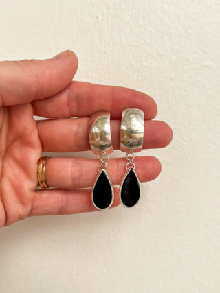 Dome Post Earrings- Black Onyx