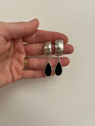 Dome Post Earrings- Black Onyx