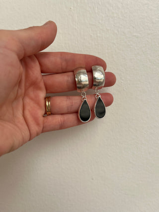 Dome Post Earrings- Black Onyx