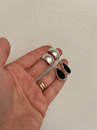 Dome Post Earrings- Black Onyx