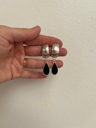 Dome Post Earrings- Black Onyx
