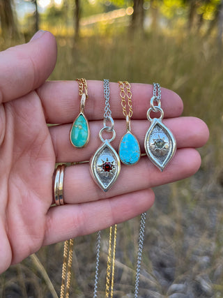 Goldie Necklace- 14k Gold + Blue Turquoise