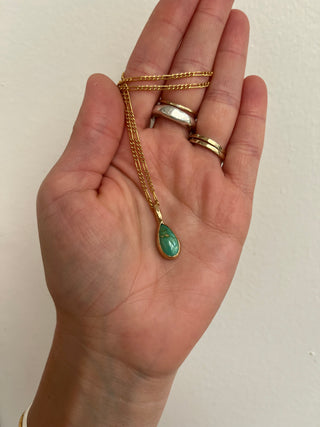 Goldie Necklace- 14k Gold + Green Turquoise